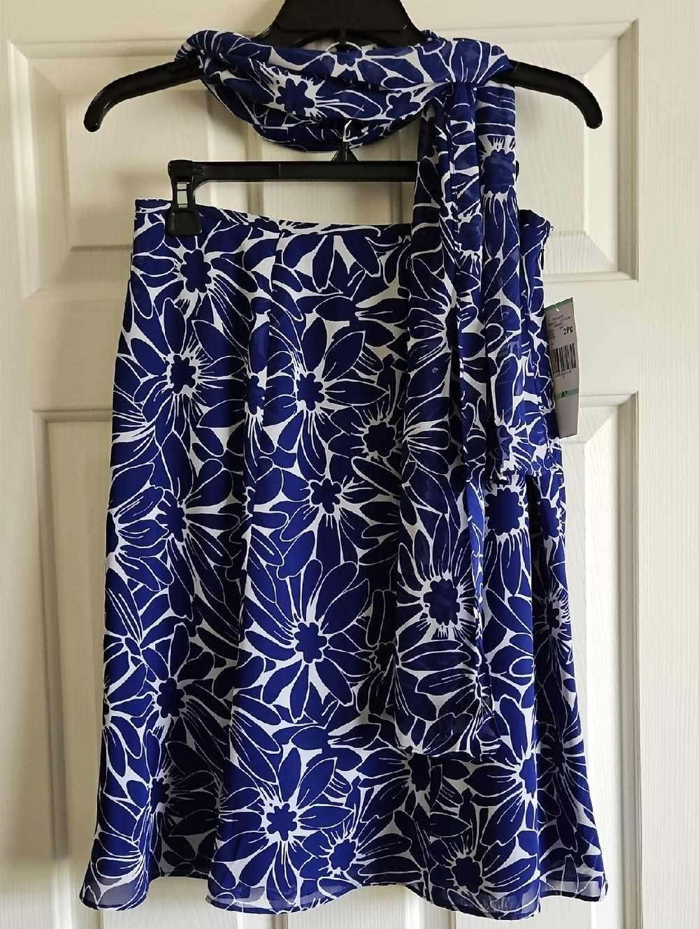 COLLECTIONS FOR LE SUIT Floral Print Skirt & 59" Matching Scarf sz Women's 8P